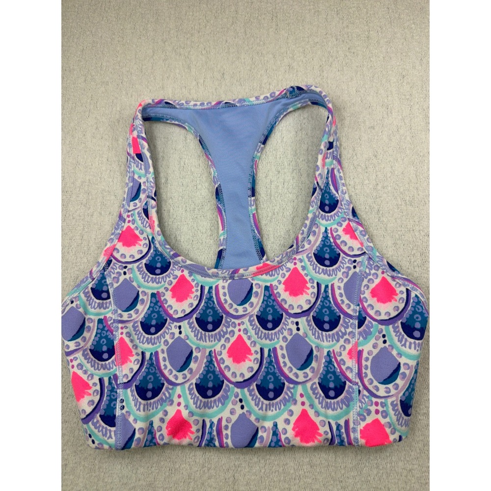 Lilly Pulitzer Luxletic Sports Bra XXS Purple Pink Shell Mermaid Print 001963